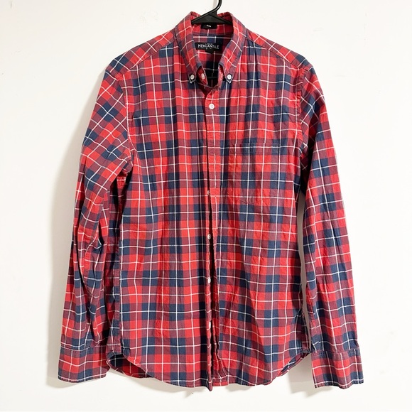 J. Crew Other - J. Crew Mercantile Men's Flex Plaid Button Down Shirt M Red Blue Stretch
